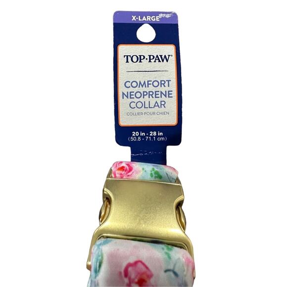 Top Paw Pink Rose Comfort Neoprene Dog Collar X-Large Adjustable Floral XL‎ - Picture 5 of 5